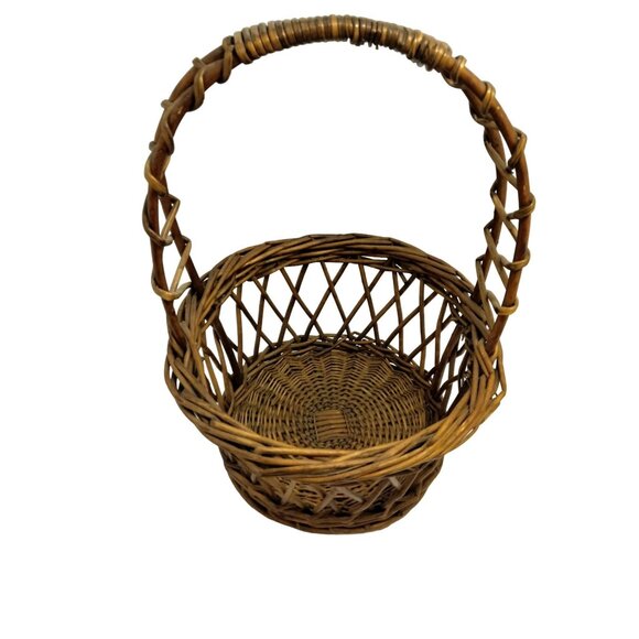 Large Vintage Willow Basket Handmade 12 inch - Picture 1 of 9